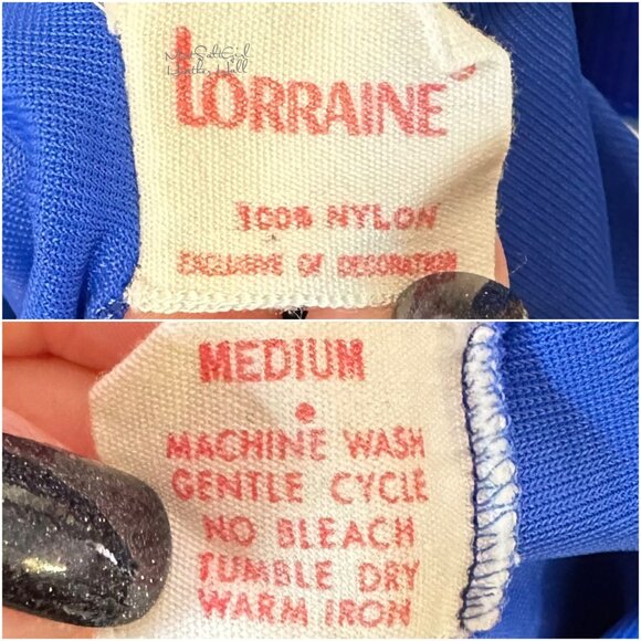 Vintage Lorraine Blue Boho Maxi Dress w/ Embroidered Trim & Ruffle Hem - Picture 7 of 7